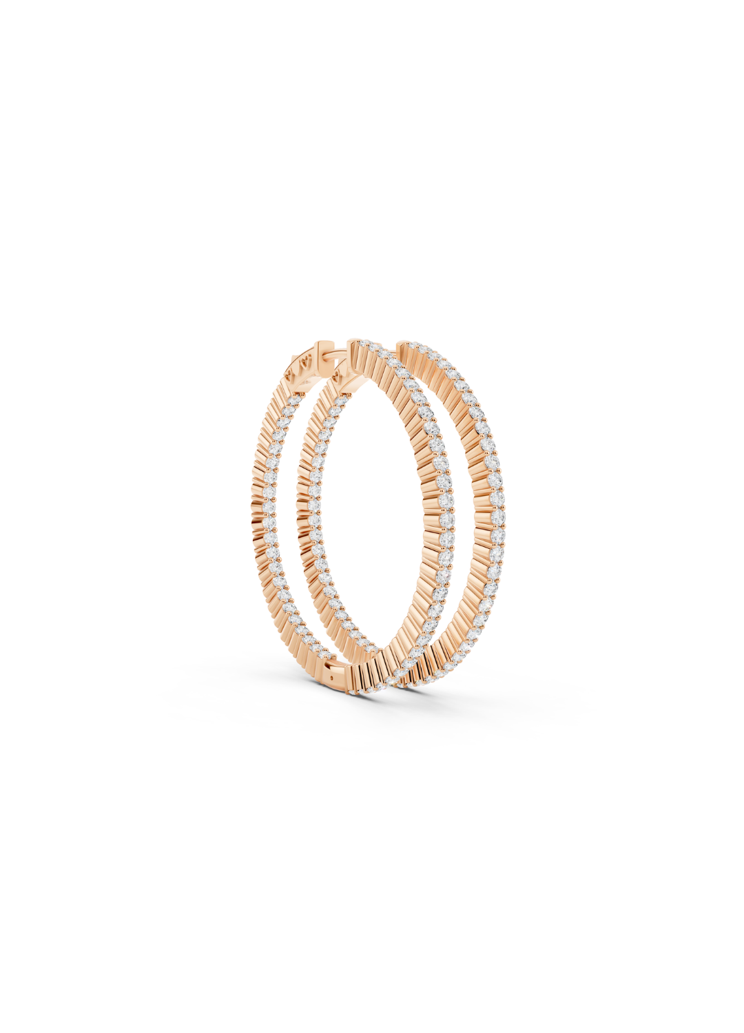 Textured Radiance Natural Diamond Hoop Earrings