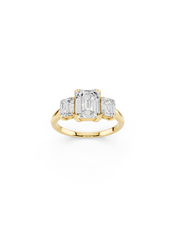 Three-Stone Emerald-Cut Diamond Ring