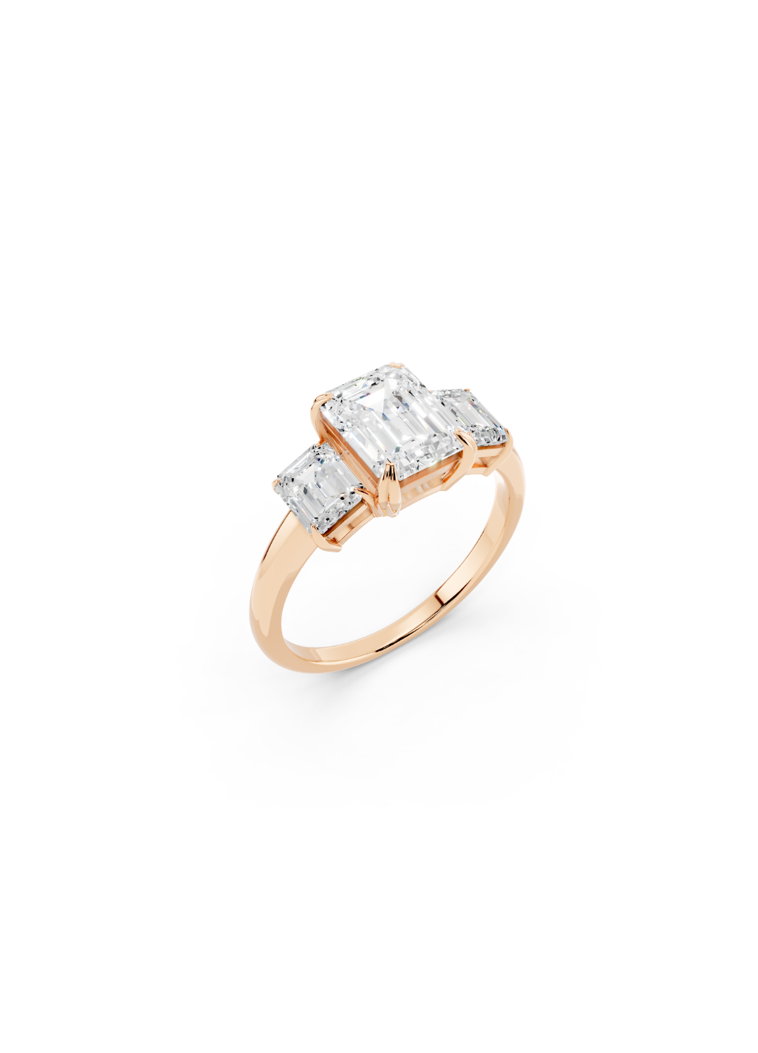 Three-Stone Emerald-Cut Diamond Ring