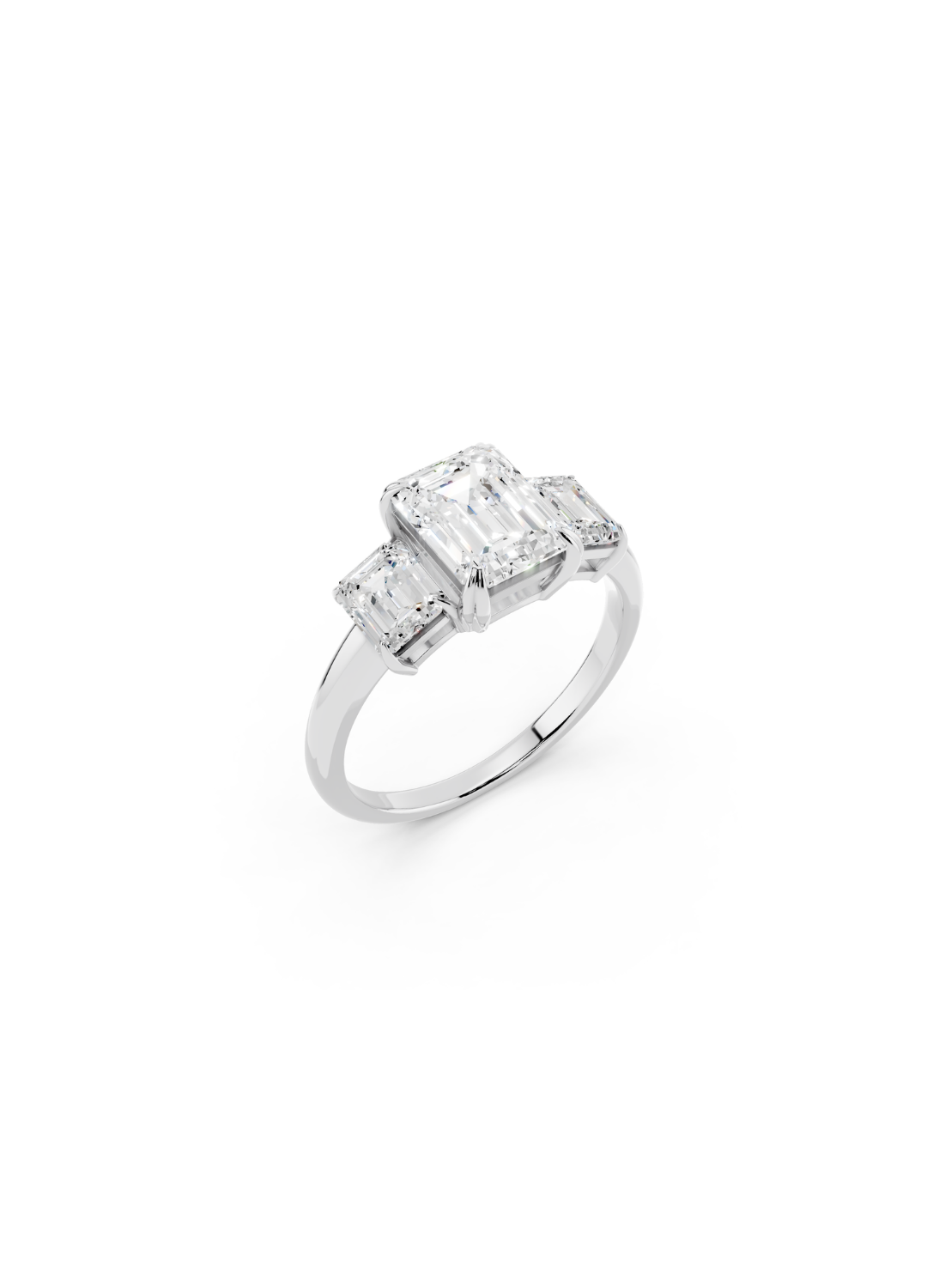 Three-Stone Emerald-Cut Diamond Ring