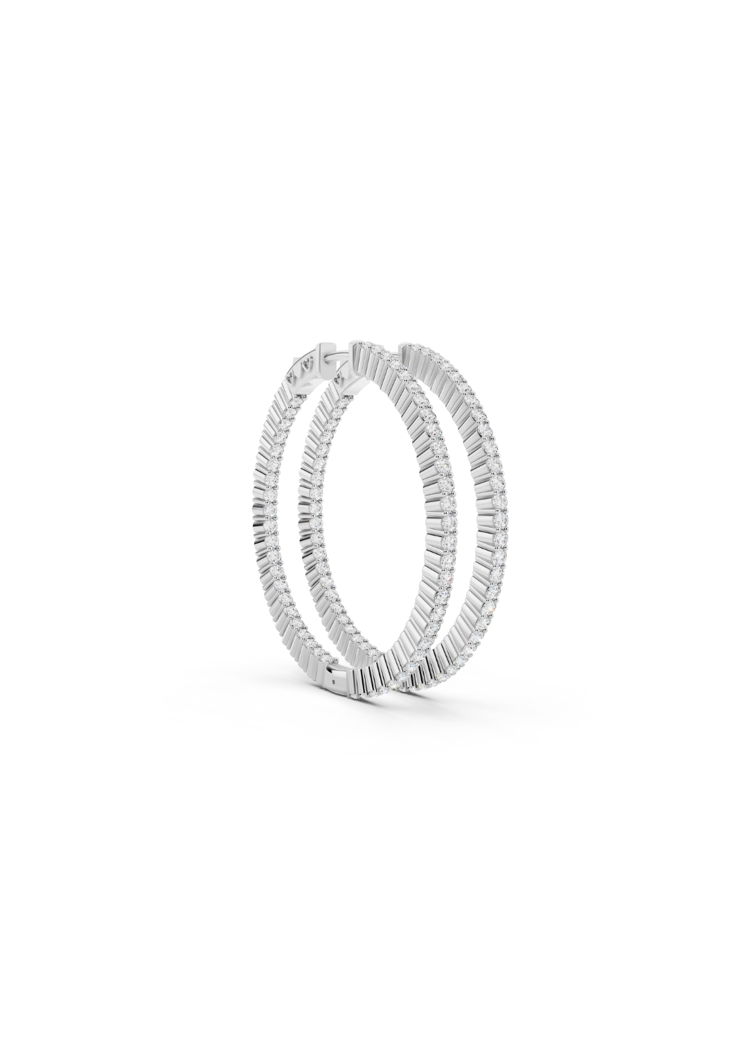 Textured Radiance Natural Diamond Hoop Earrings