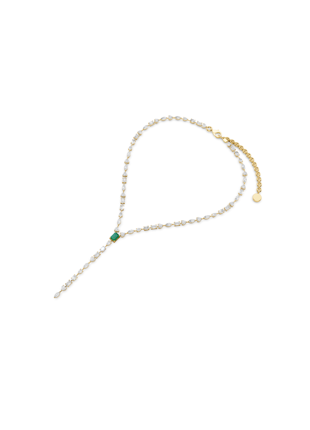 Emerald & Diamond Lariat Necklace