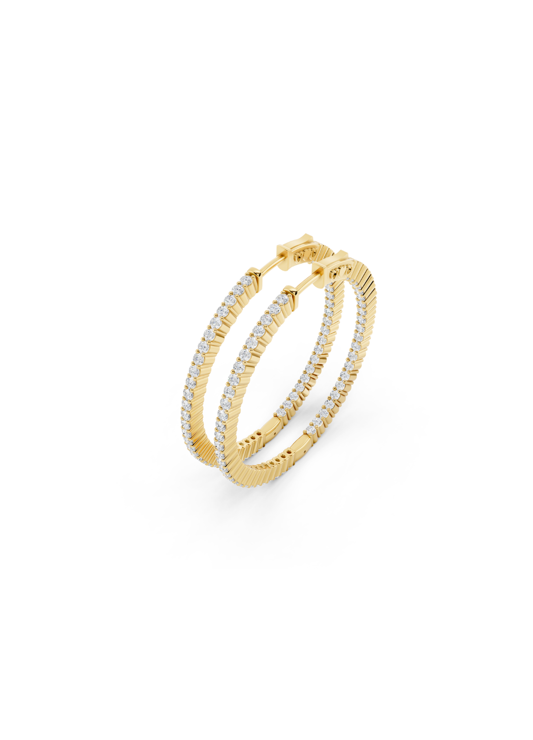 Textured Radiance Natural Diamond Hoop Earrings