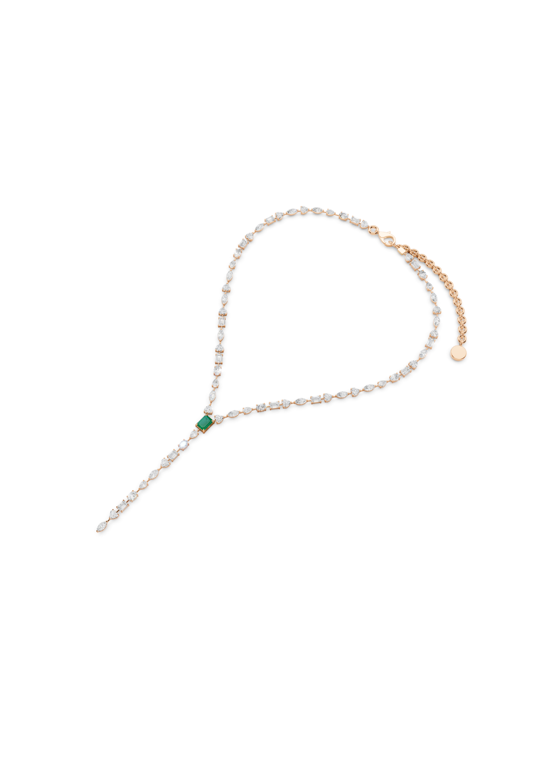 Emerald & Diamond Lariat Necklace