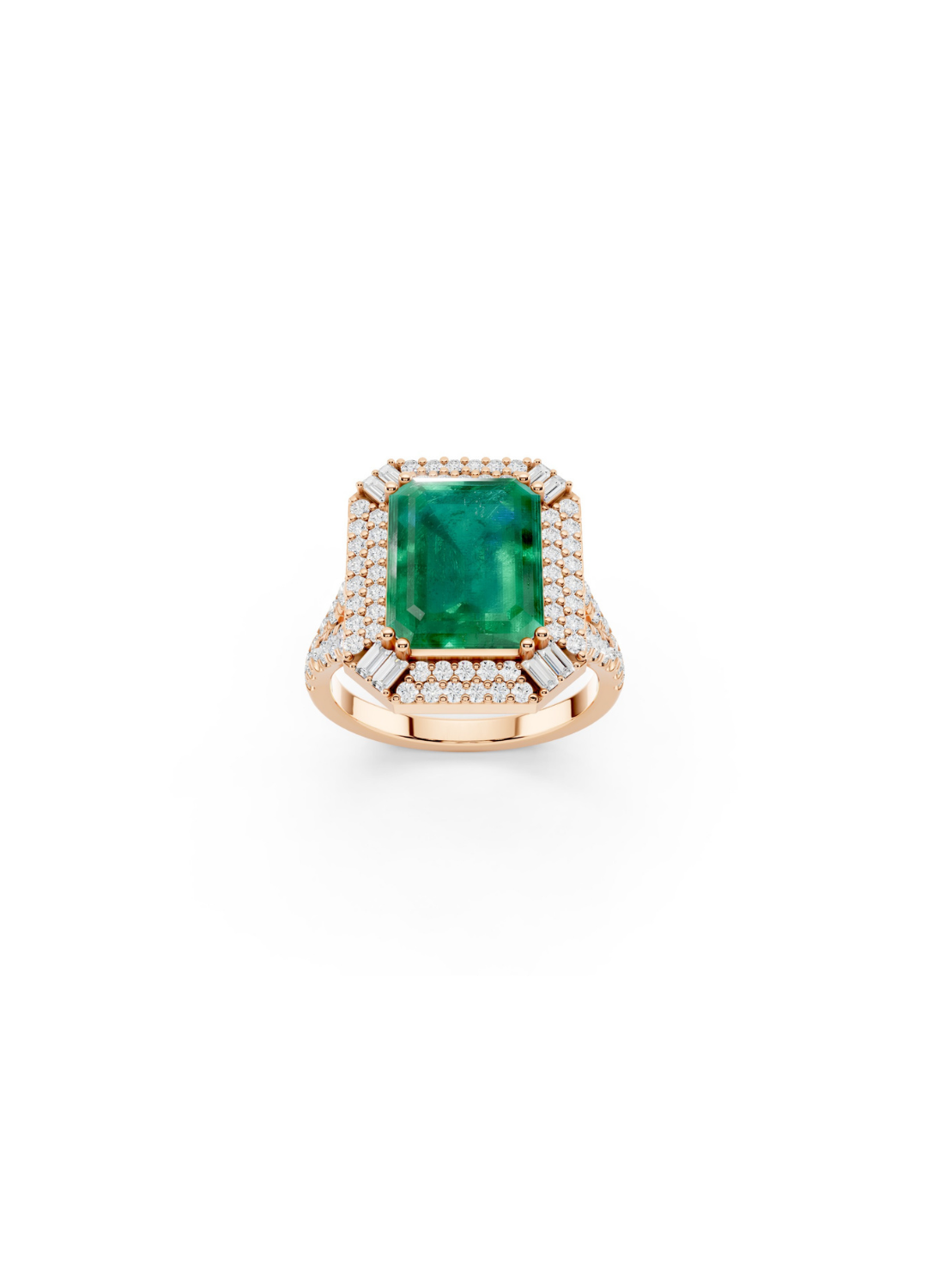 Tiered Pavilion Emerald Ring