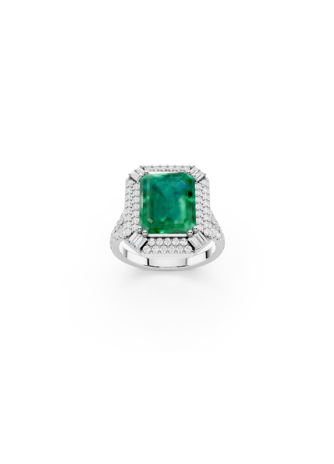 Tiered Pavilion Emerald Ring