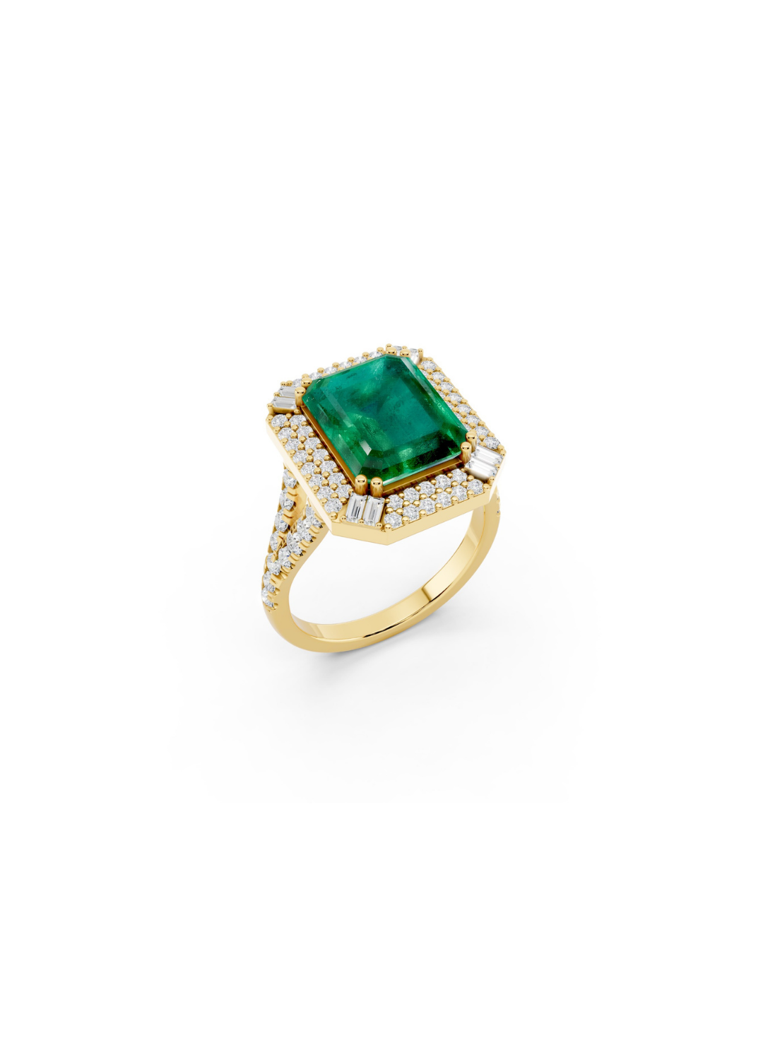 Tiered Pavilion Emerald Ring