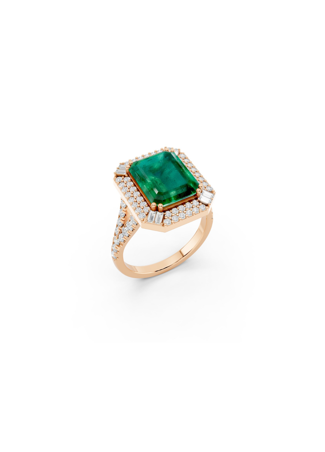 Tiered Pavilion Emerald Ring