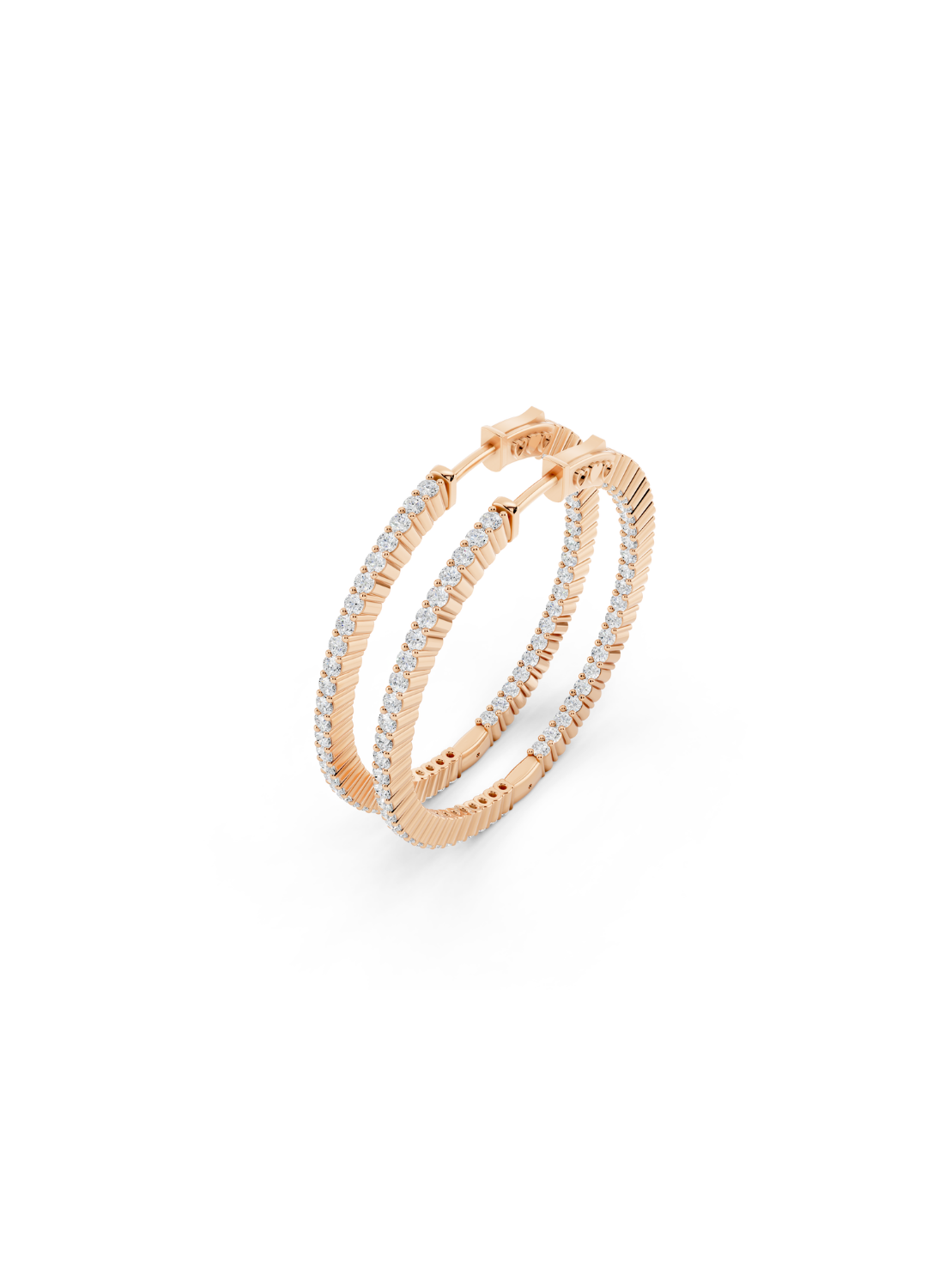Textured Radiance Natural Diamond Hoop Earrings