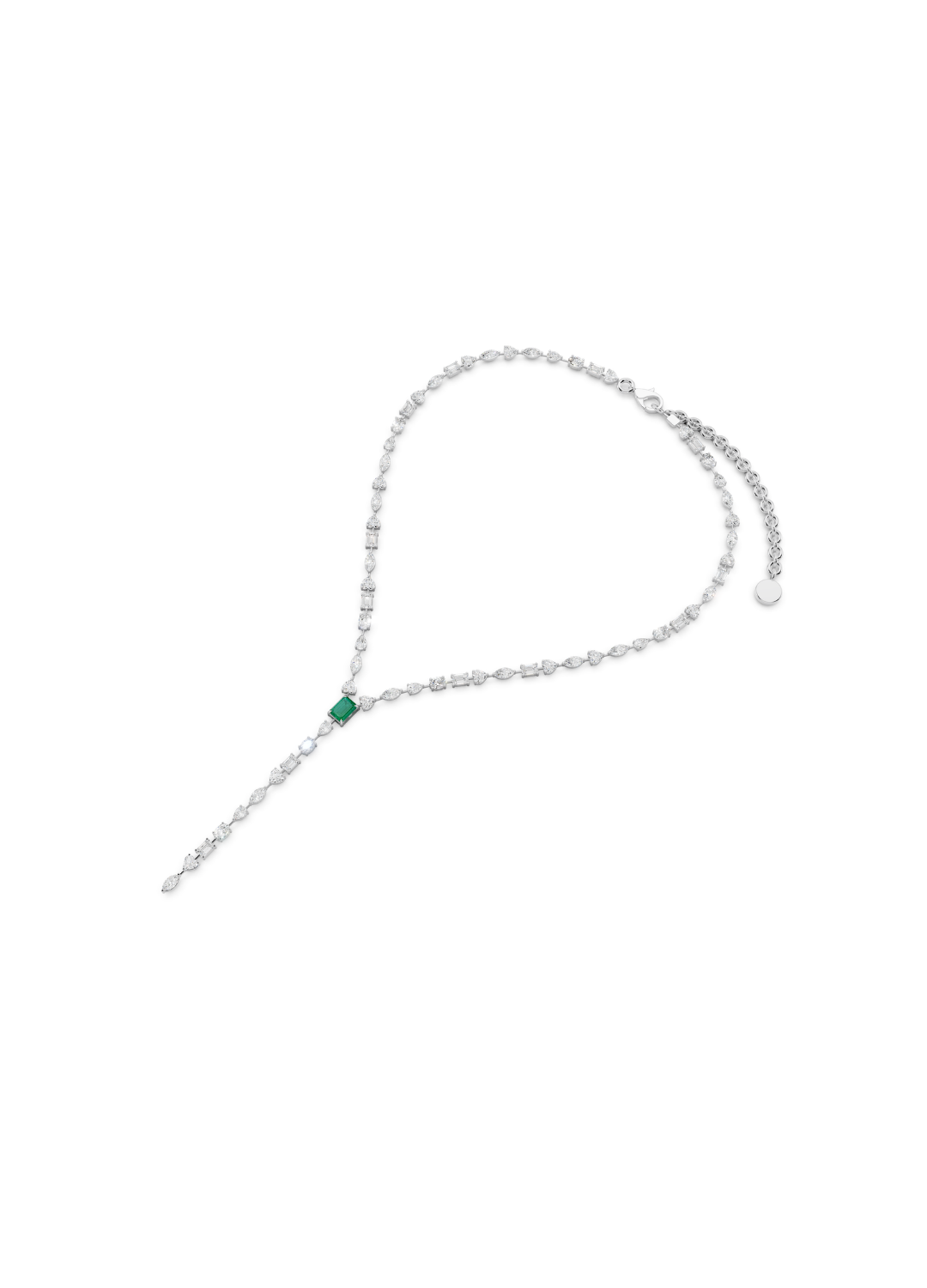 Emerald & Diamond Lariat Necklace