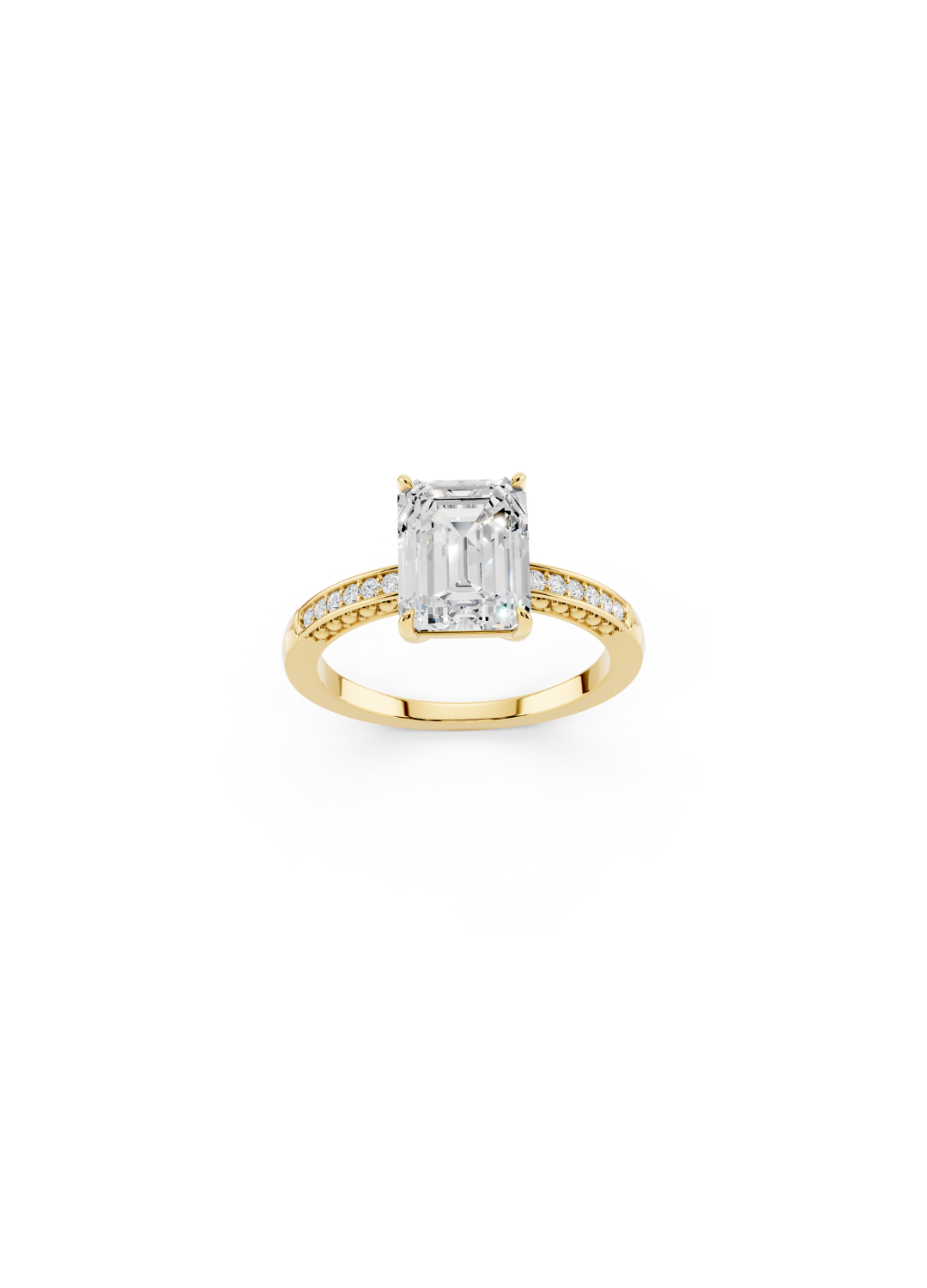 Emerald-Cut Diamond Pave Accent Ring