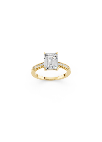 Emerald-Cut Diamond Pave Accent Ring