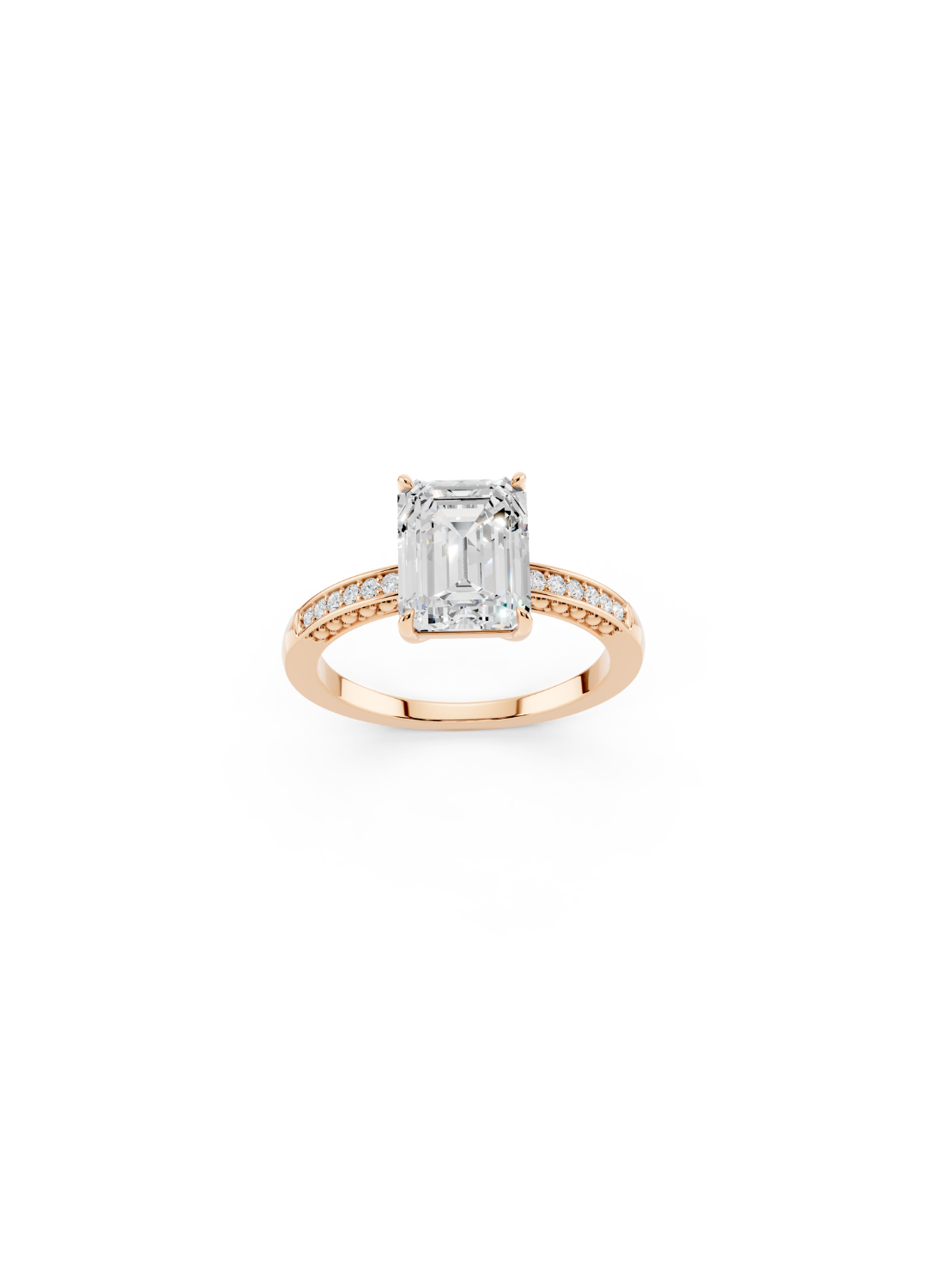 Emerald-Cut Diamond Pave Accent Ring