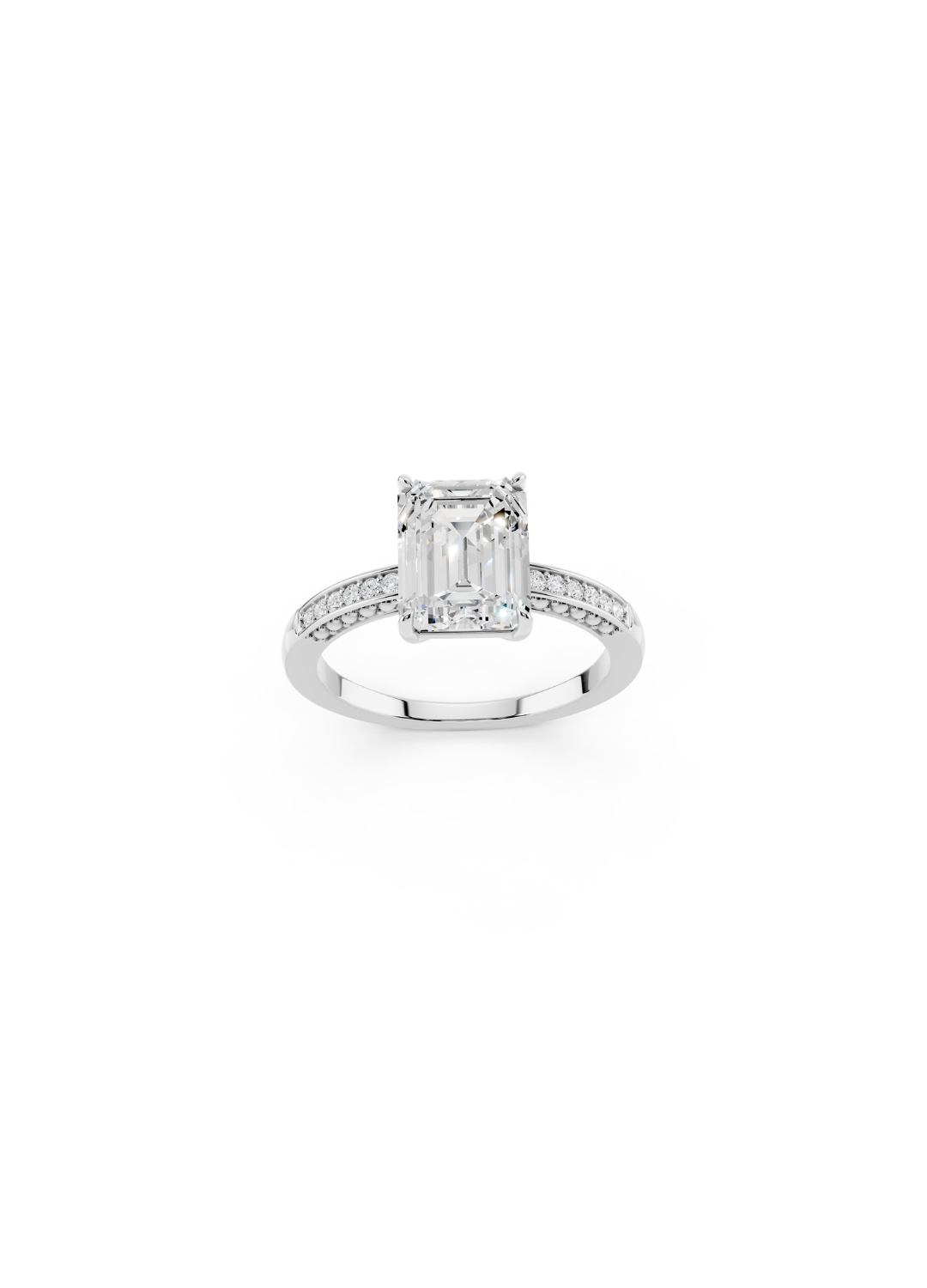Emerald-Cut Diamond Pave Accent Ring