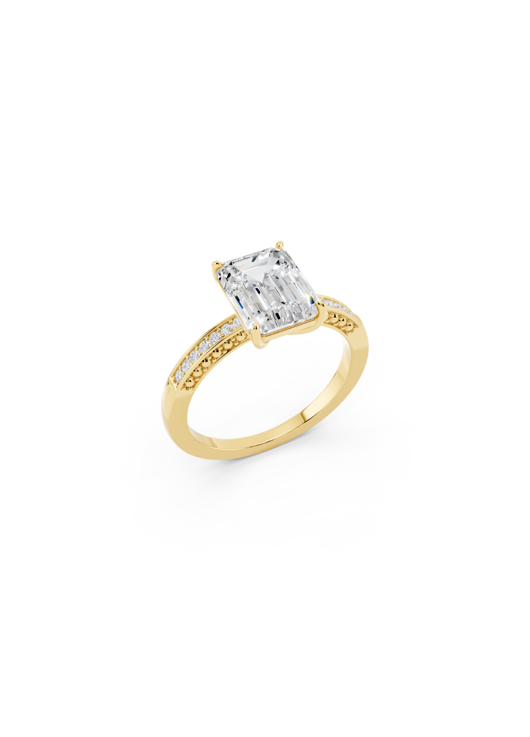 Emerald-Cut Diamond Pave Accent Ring