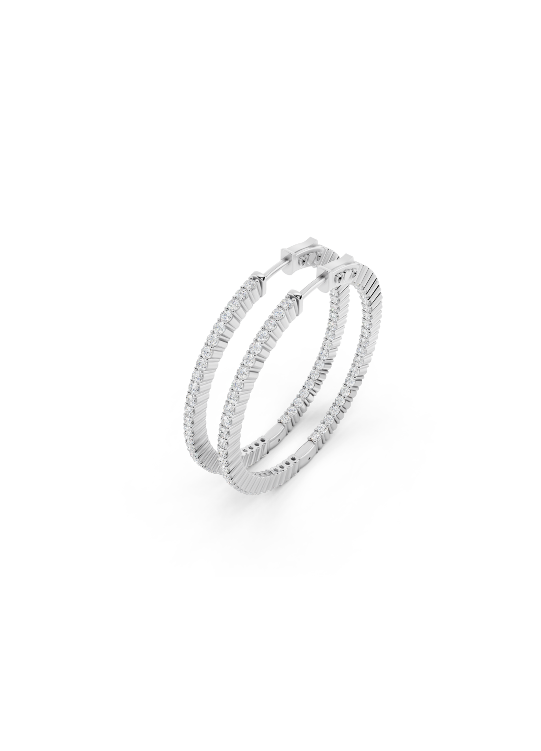 Textured Radiance Natural Diamond Hoop Earrings