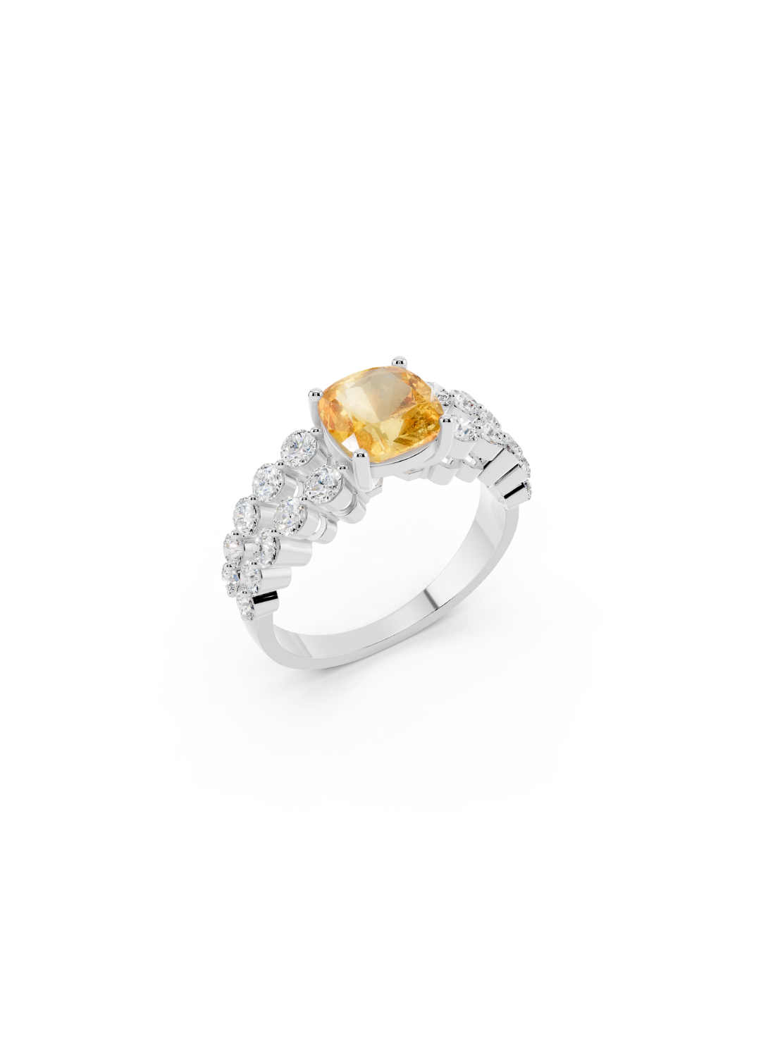 Cushion-Cut Yellow Sapphire Double-Row Ring