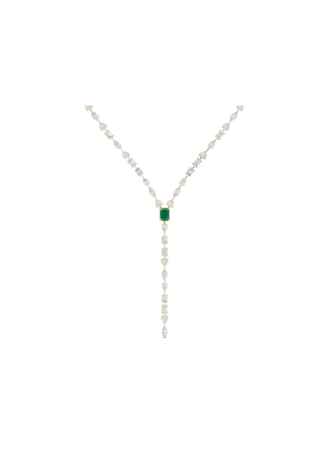 Emerald & Diamond Lariat Necklace