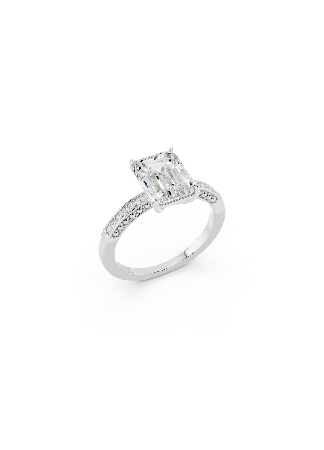 Emerald-Cut Diamond Pave Accent Ring