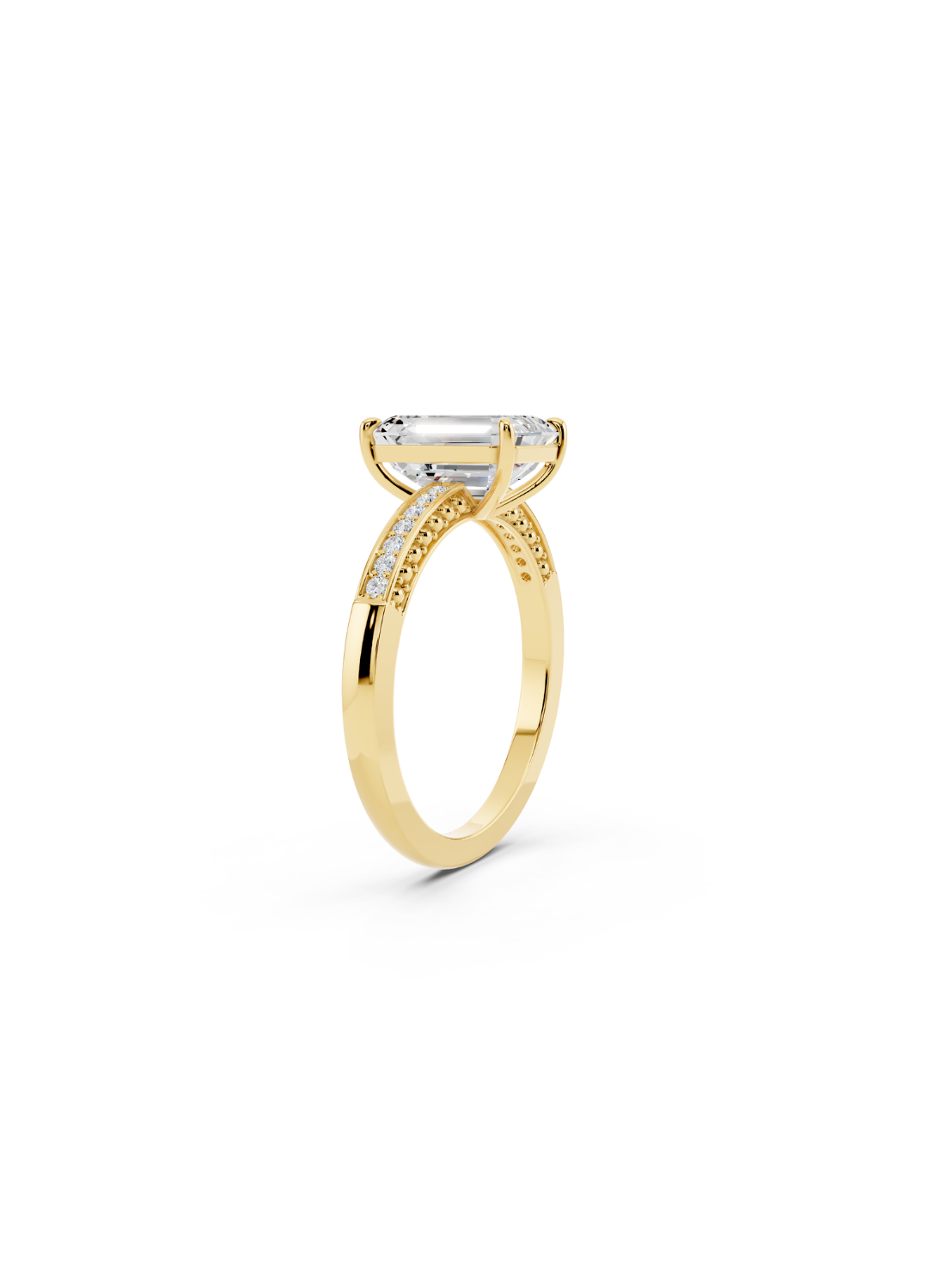 Emerald-Cut Diamond Pave Accent Ring