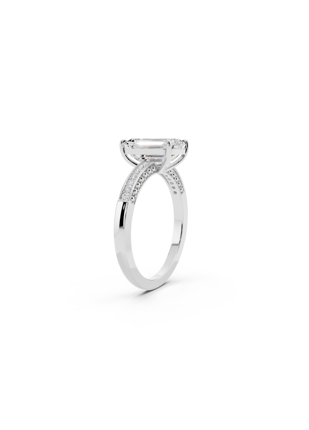 Emerald-Cut Diamond Pave Accent Ring