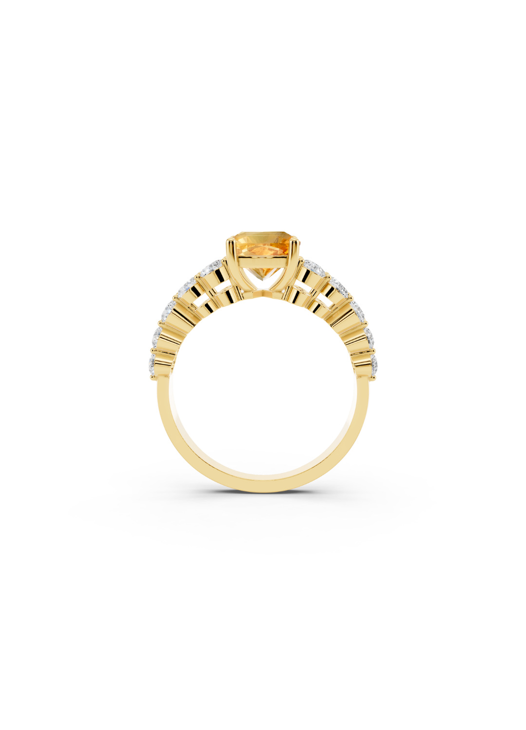 Cushion-Cut Yellow Sapphire Double-Row Ring