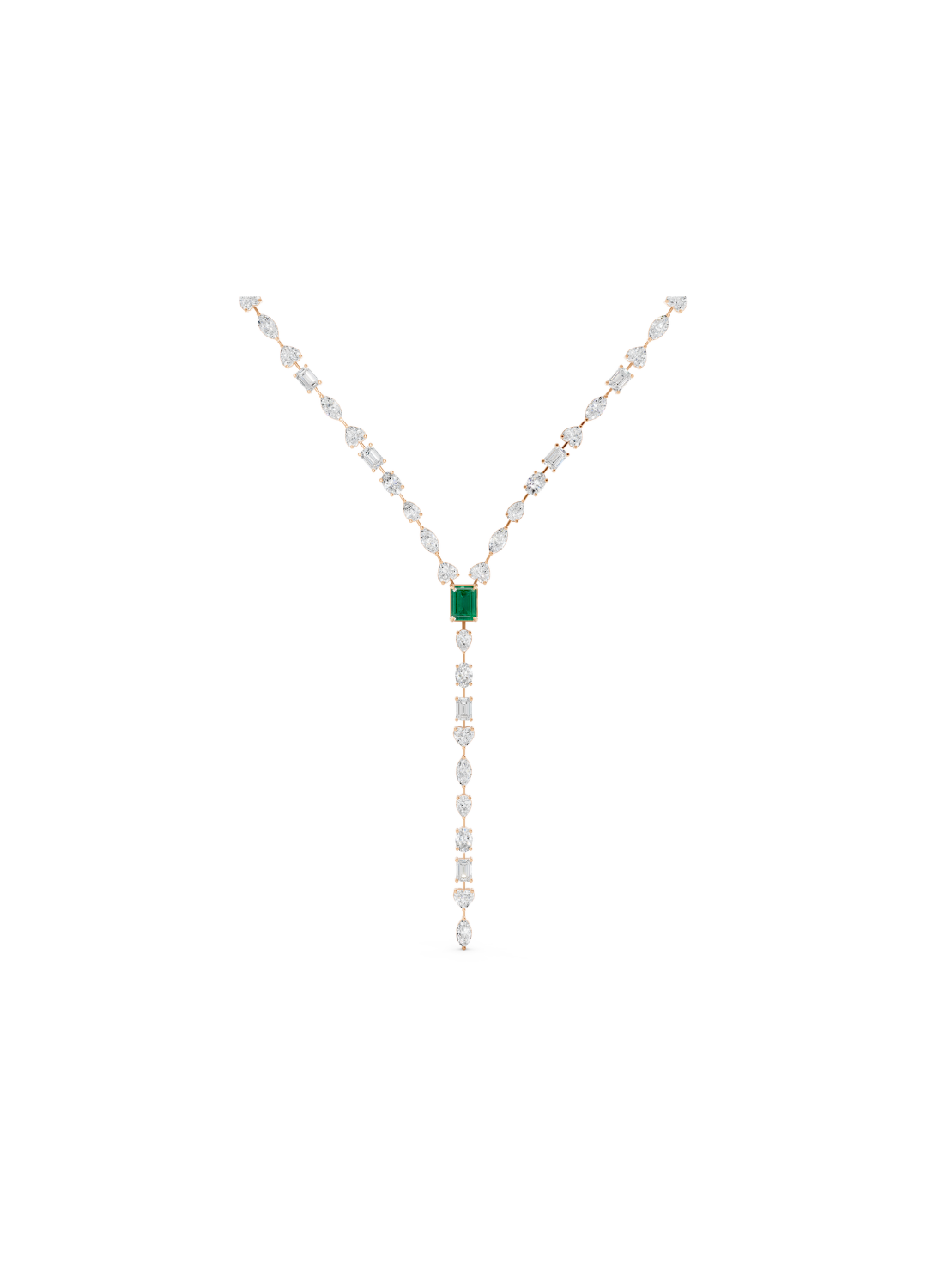 Emerald & Diamond Lariat Necklace