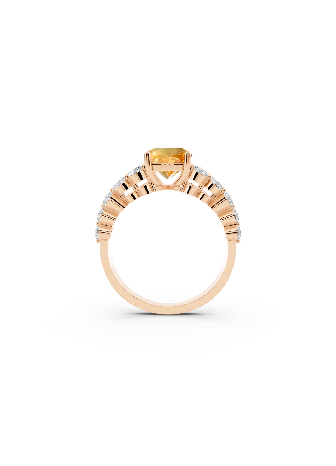 Cushion-Cut Yellow Sapphire Double-Row Ring