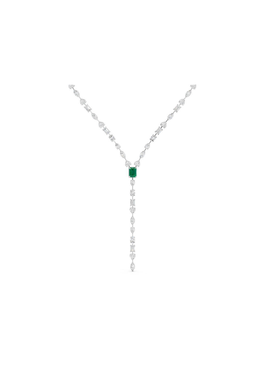 Emerald & Diamond Lariat Necklace