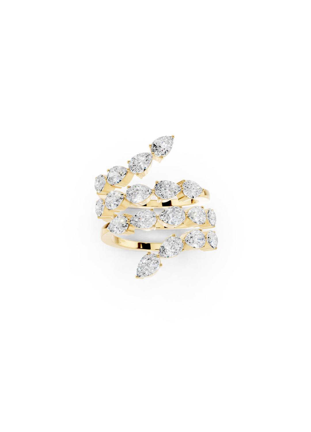Pear Diamond Spiral Bypass Ring