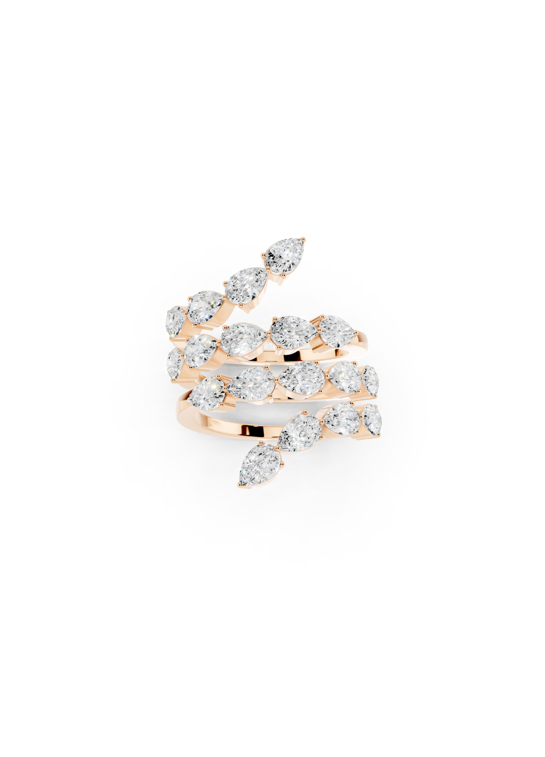Pear Diamond Spiral Bypass Ring
