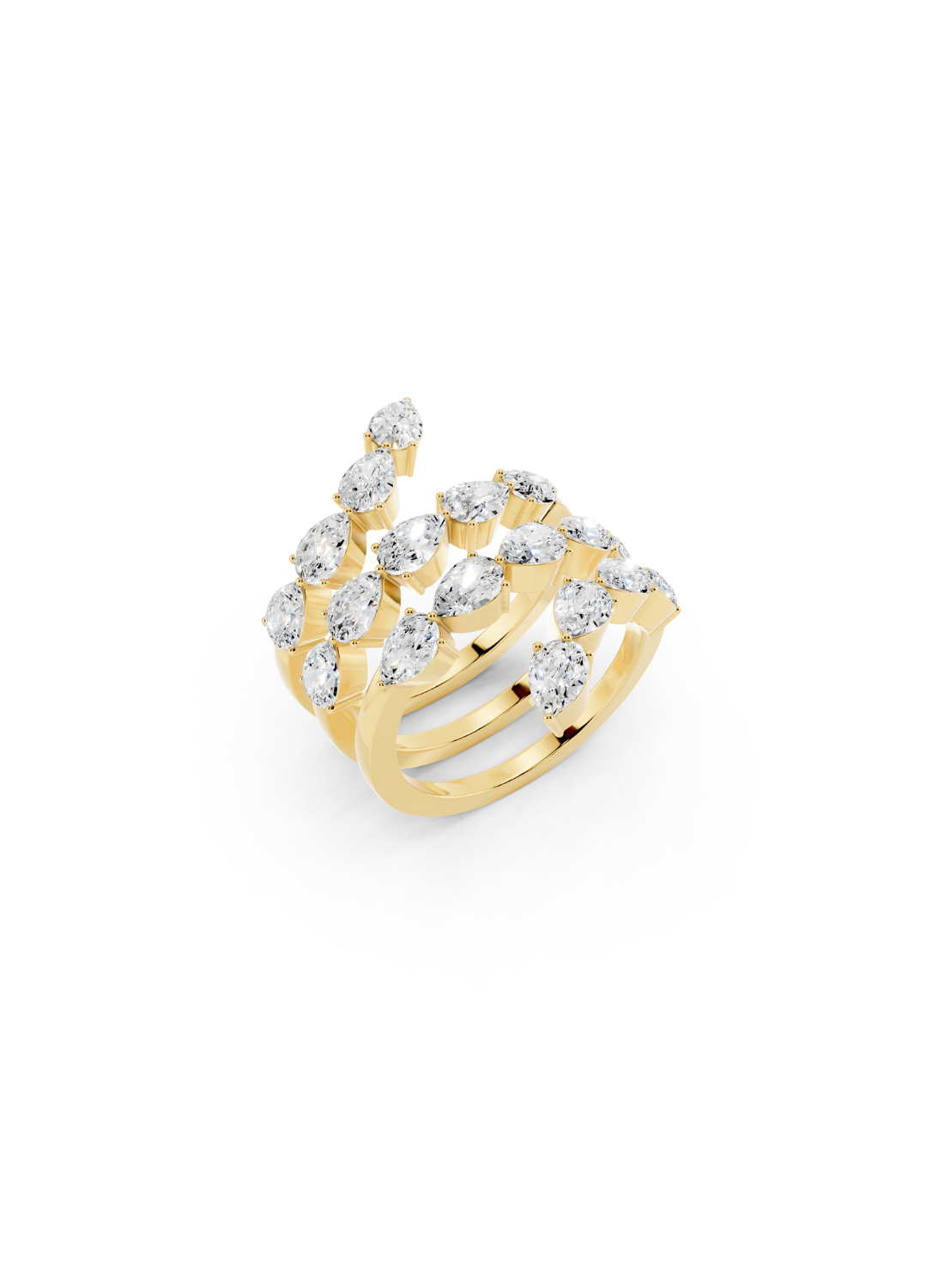 Pear Diamond Spiral Bypass Ring