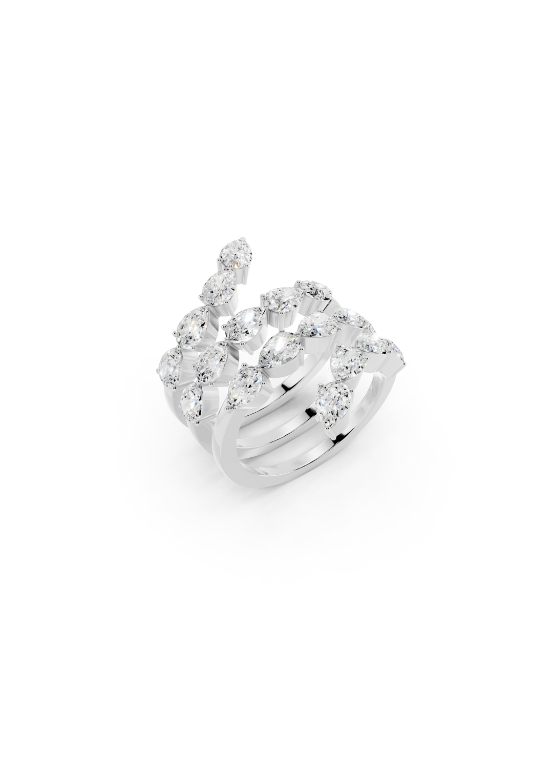 Pear Diamond Spiral Bypass Ring