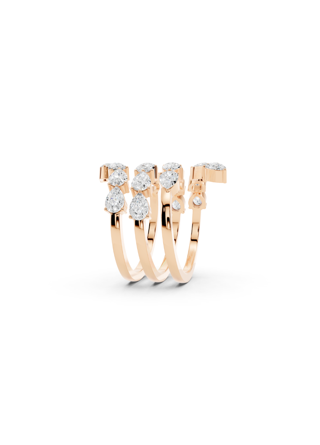 Pear Diamond Spiral Bypass Ring