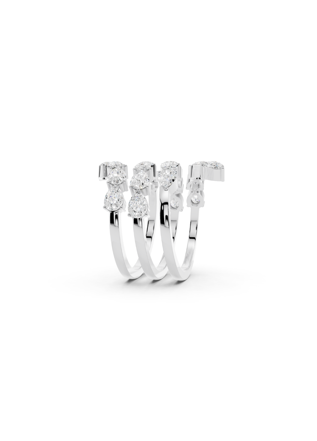 Pear Diamond Spiral Bypass Ring