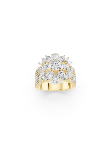 Multi-Tier Floral Diamond Cluster Ring