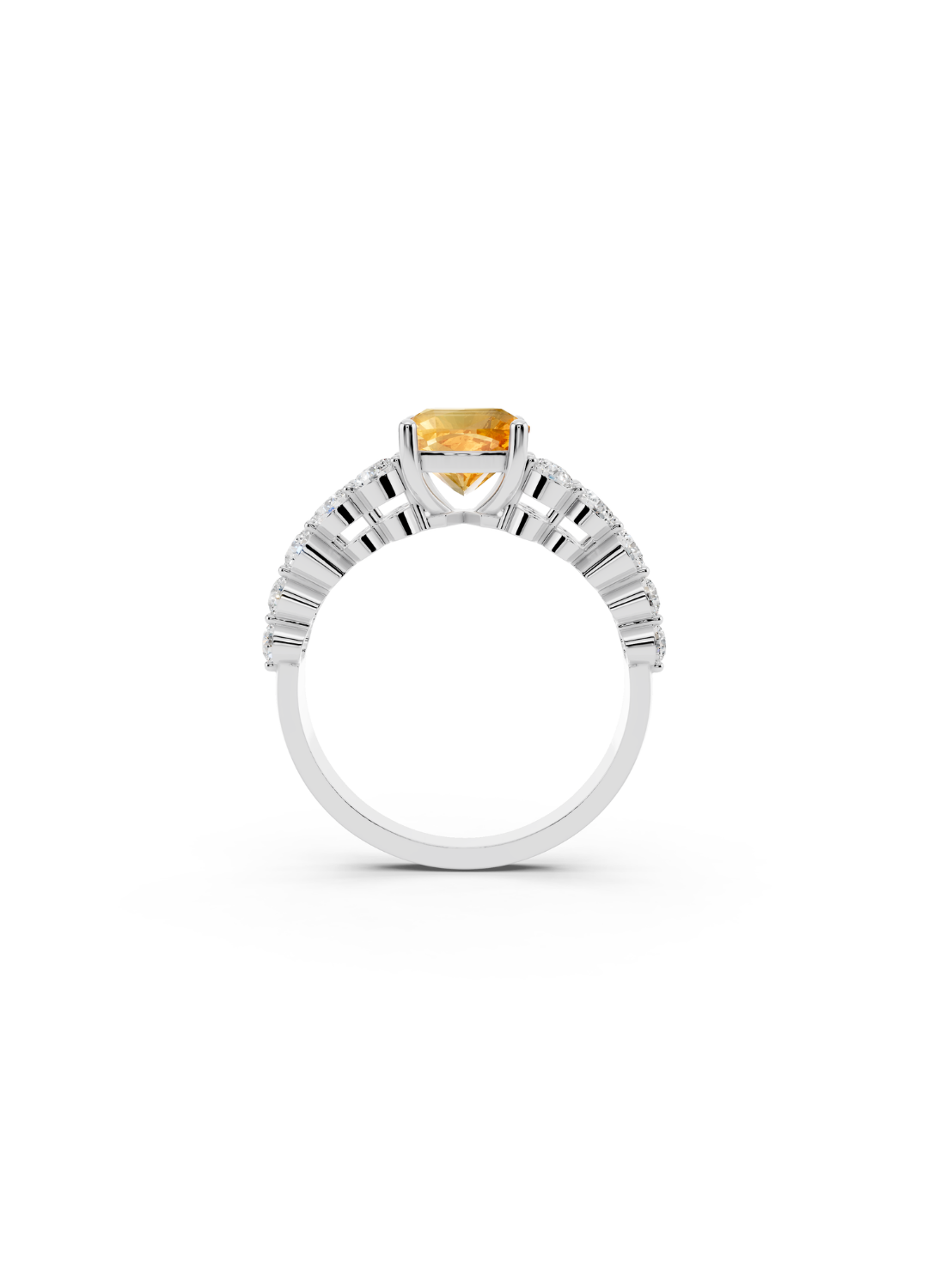Cushion-Cut Yellow Sapphire Double-Row Ring