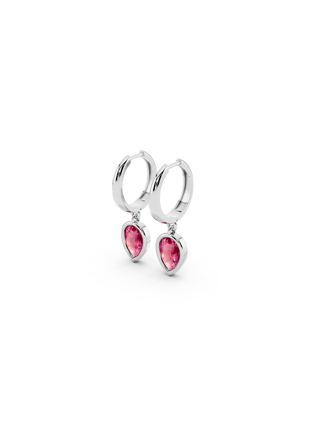 Pink Sapphire Drop Huggies