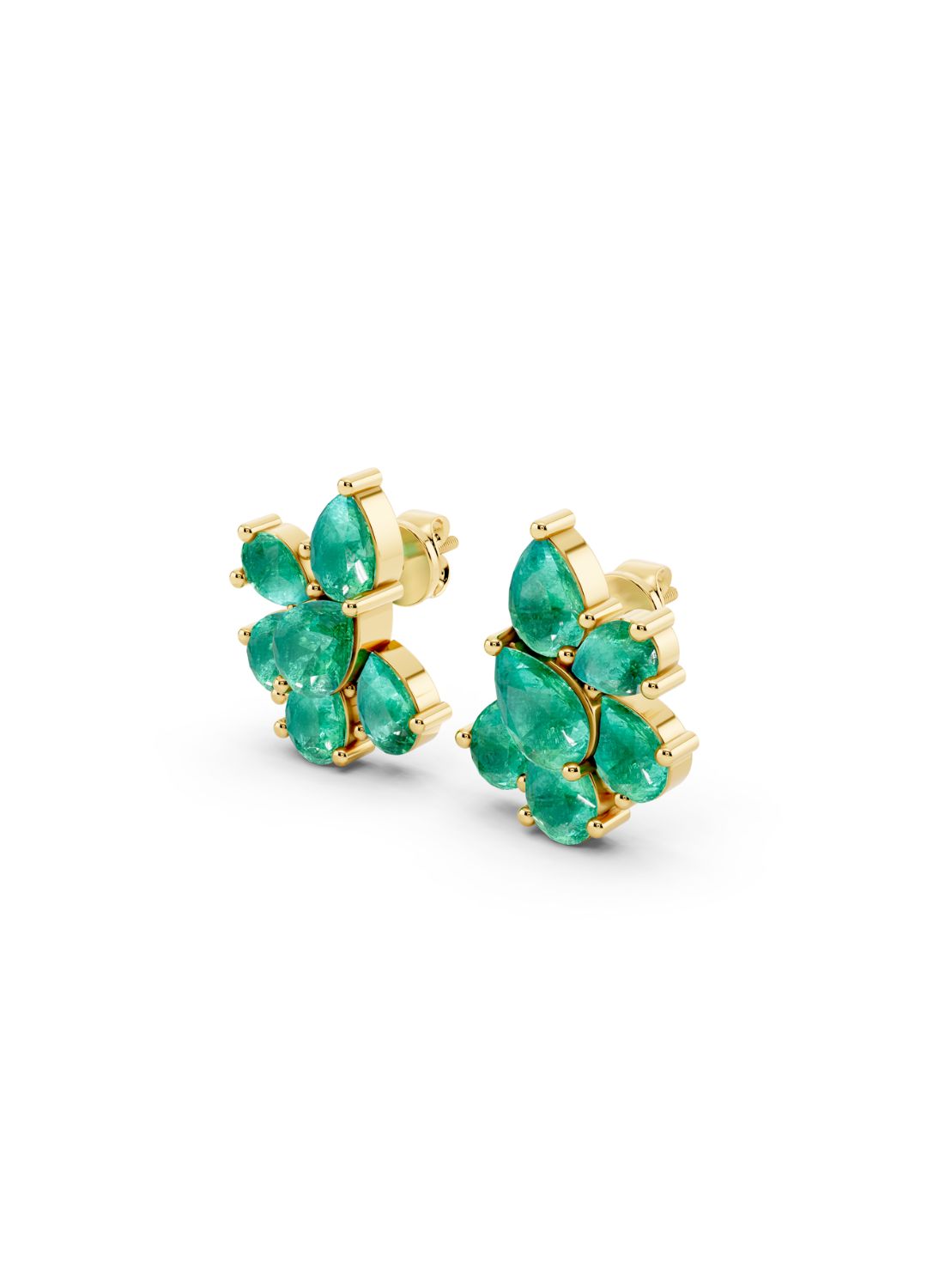 Emerald Floral Stud Earrings