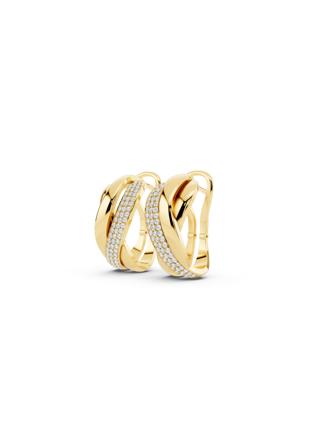 Two-Tone Crossover Diamond Earrings
