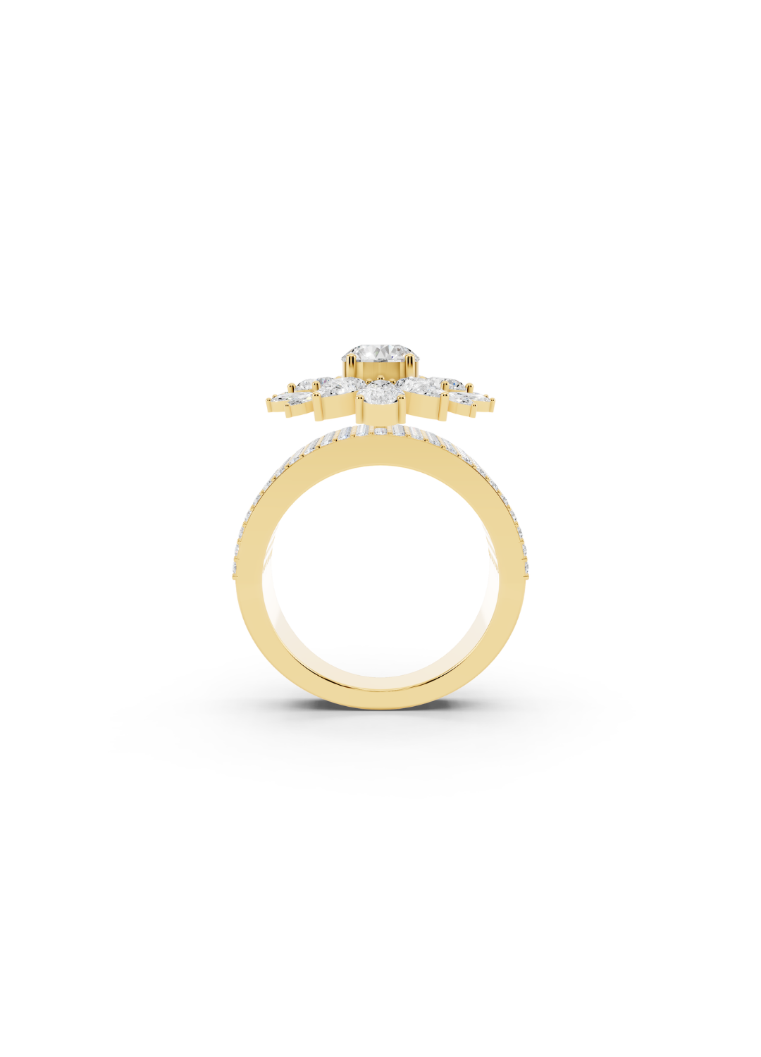 Multi-Tier Floral Diamond Cluster Ring