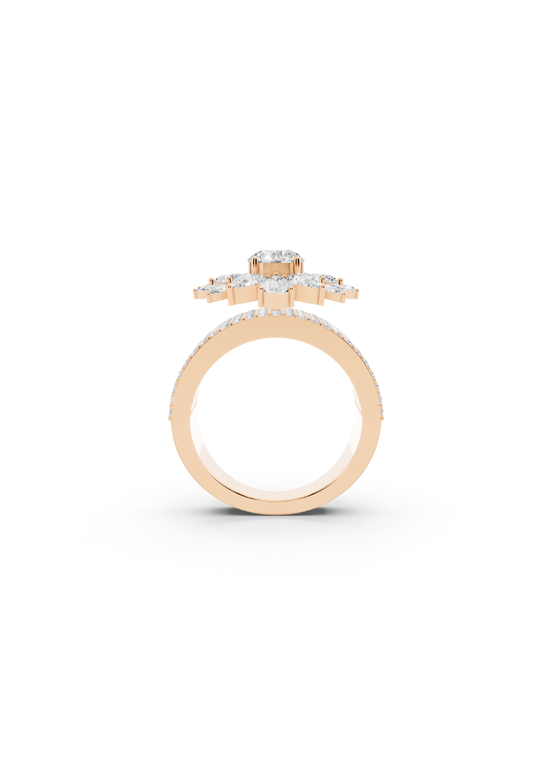 Multi-Tier Floral Diamond Cluster Ring
