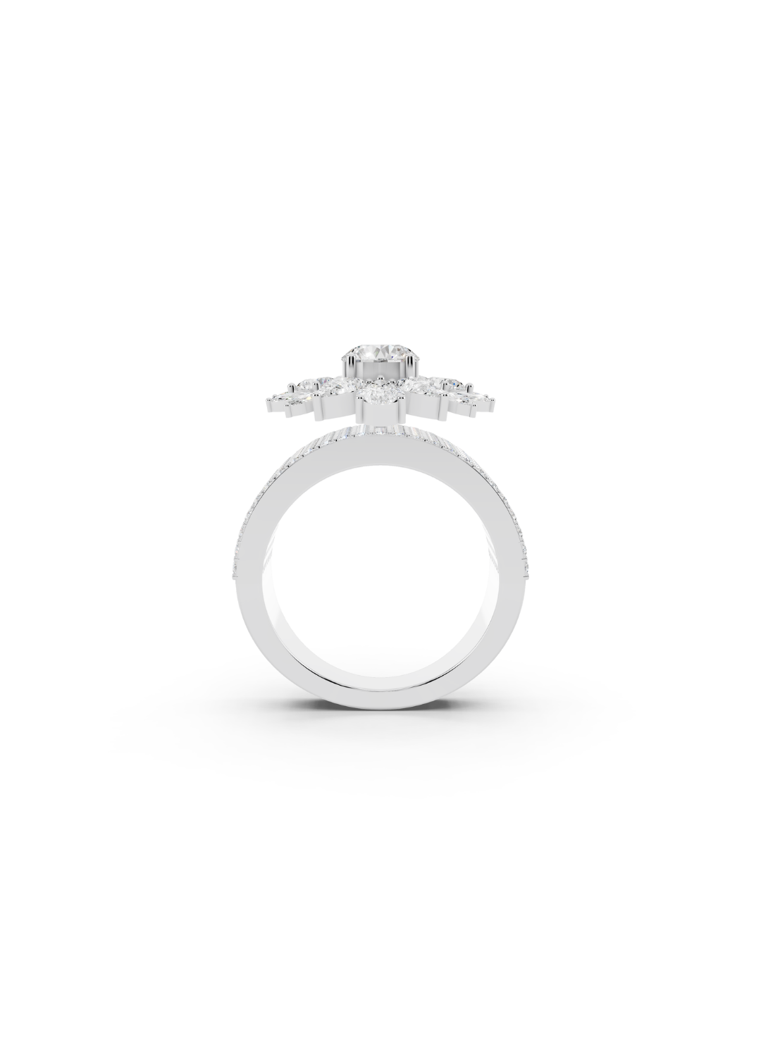 Multi-Tier Floral Diamond Cluster Ring