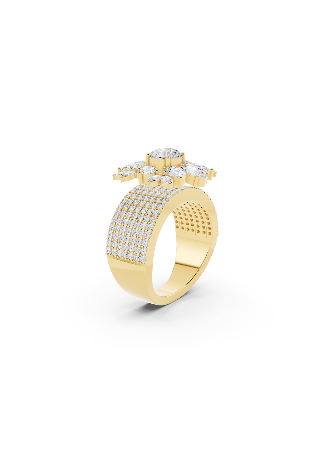 Multi-Tier Floral Diamond Cluster Ring