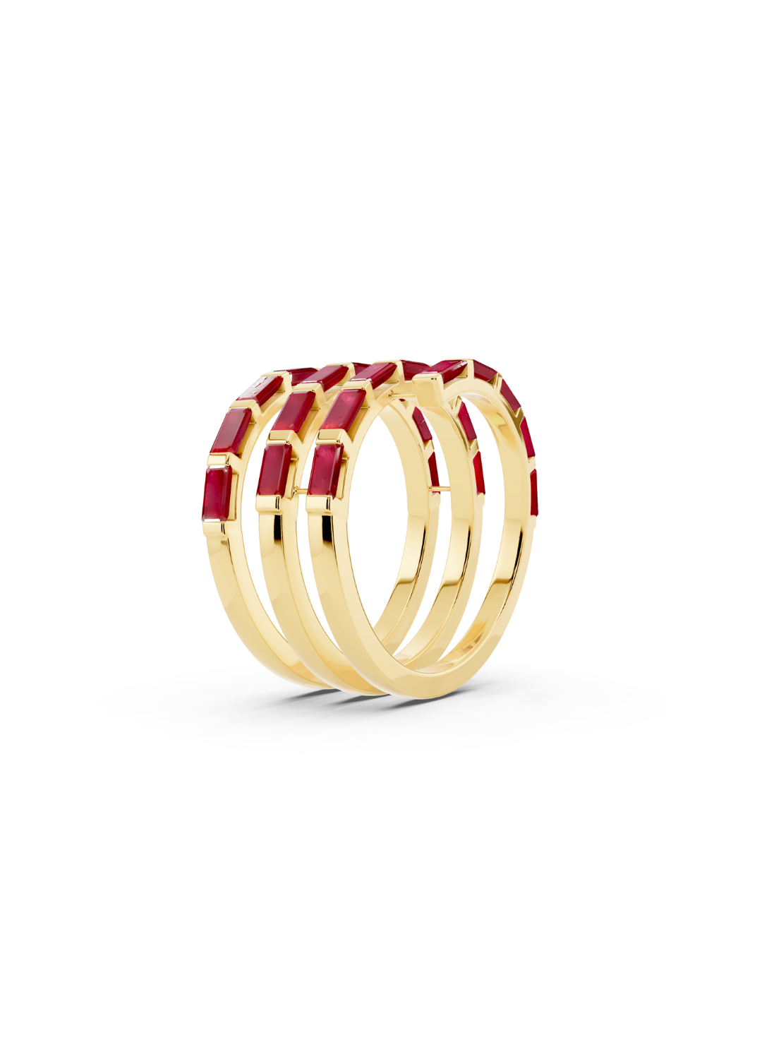 Ruby and Diamond Spiral Band Ring