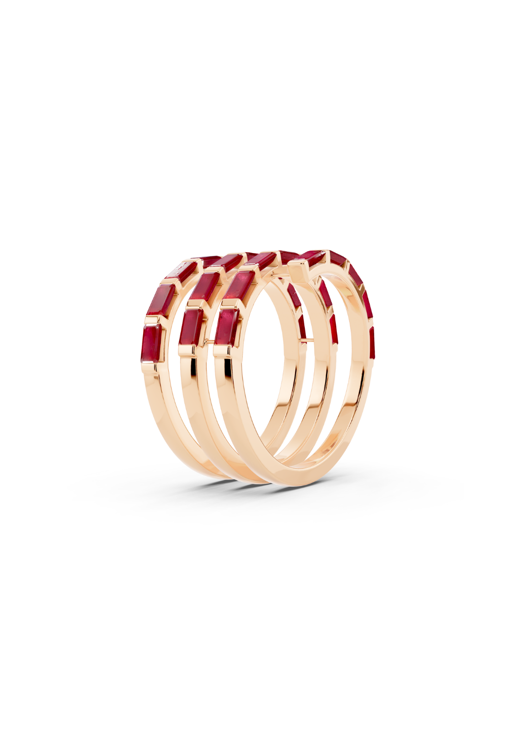 Ruby and Diamond Spiral Band Ring
