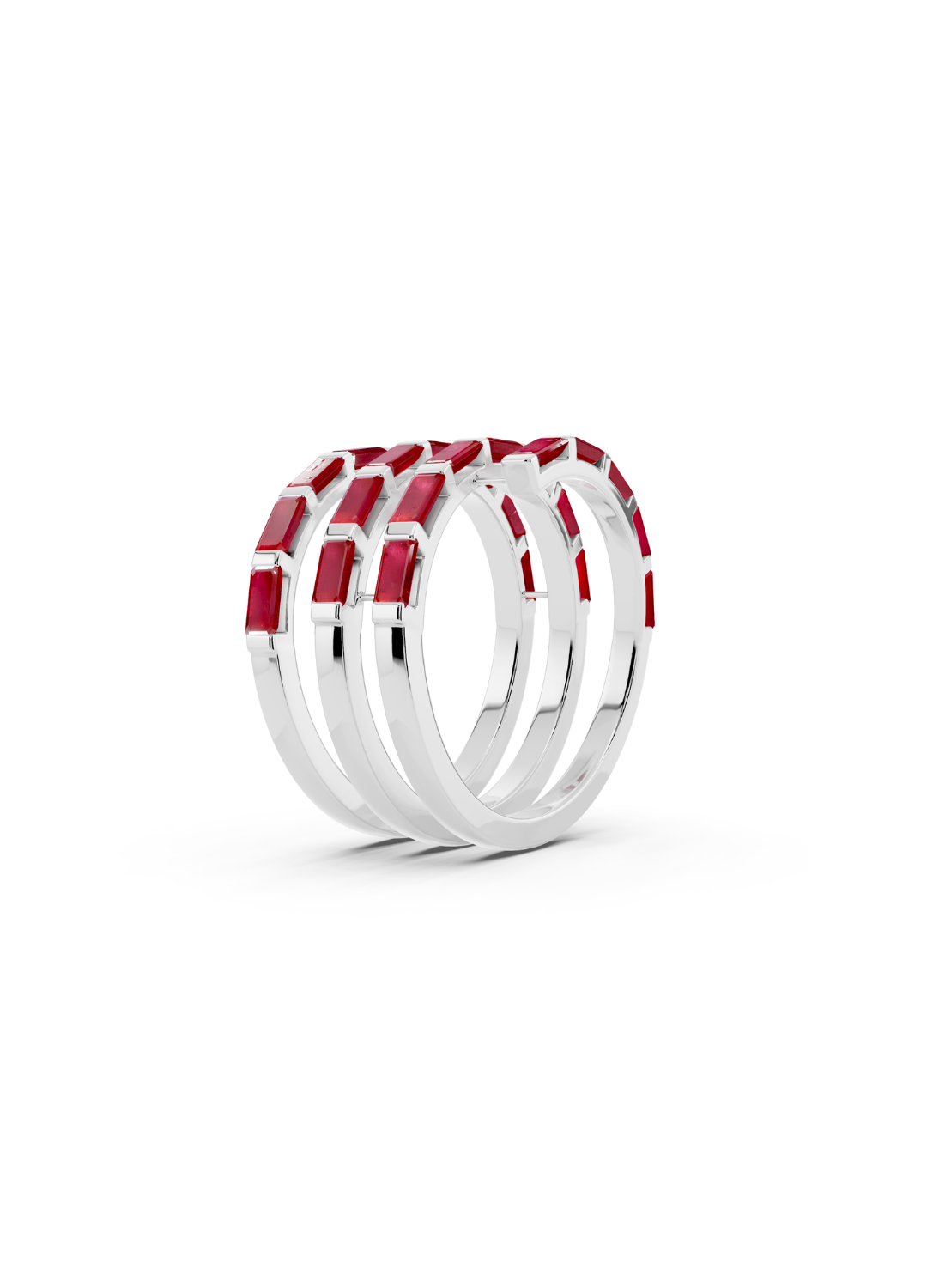 Ruby and Diamond Spiral Band Ring