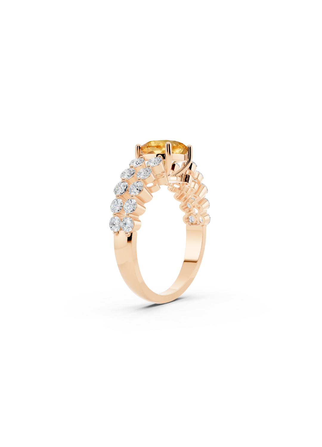 Cushion-Cut Yellow Sapphire Double-Row Ring