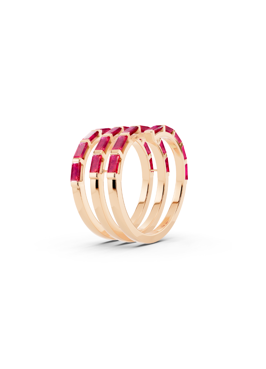 Pink Sapphire and Diamond Spiral Band Ring