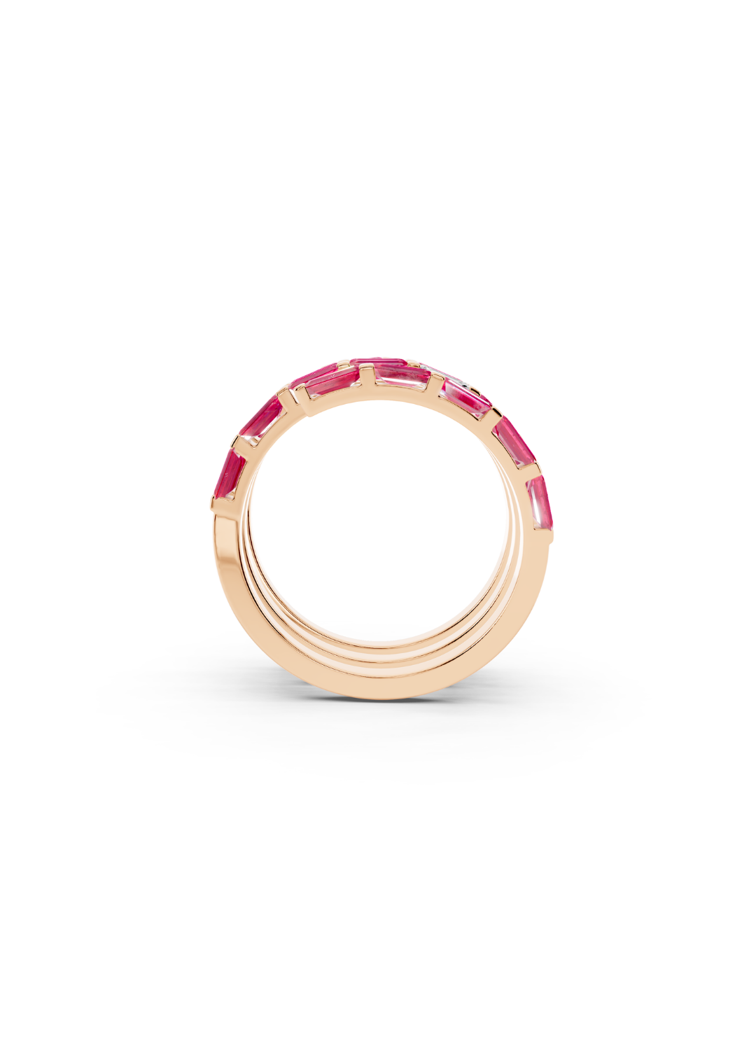 Pink Sapphire and Diamond Spiral Band Ring